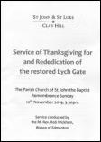 Service of Rededication for Lych Gate